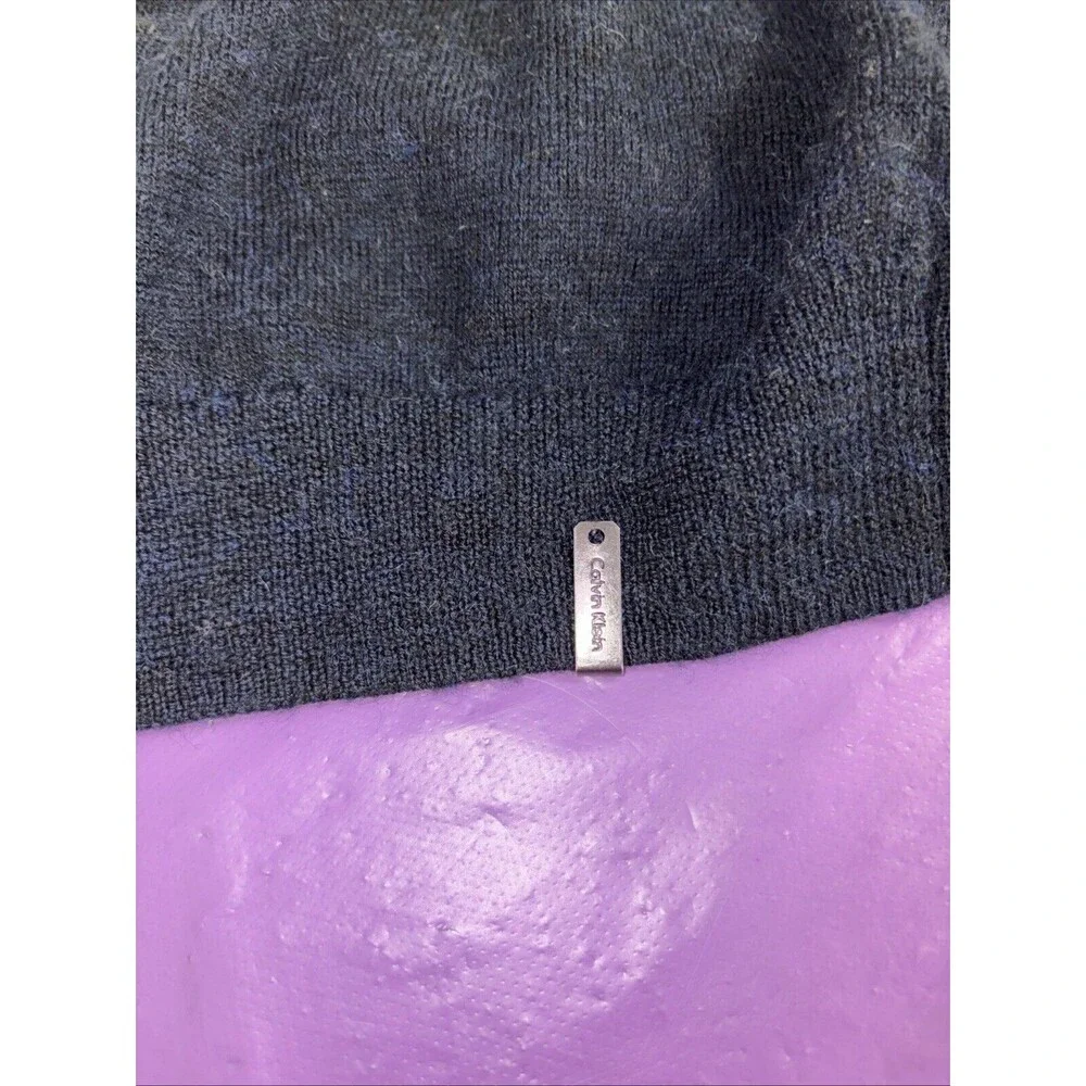 Calvin Klein Men’s XL Merino‎ Wool Blend Blue/navy/gray 1/4 Zipped